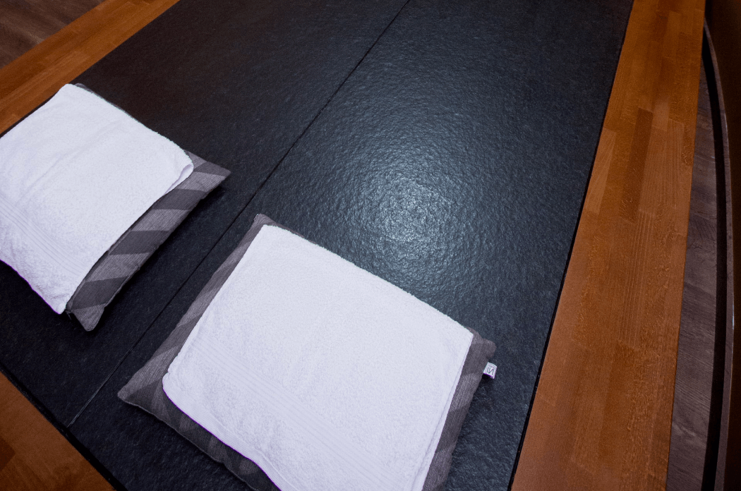 Sauna Ganbanyoku, ręczniki i poduszki